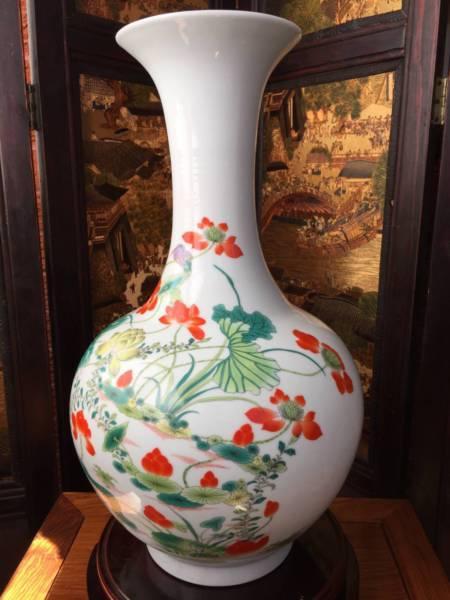 49CM Traditional Chinese Porcelain Vase Hand-painted Lotus Pond