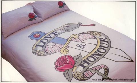 Vintage Peter Alexander Love and Honour Rose Tattoo QS Quilt Set