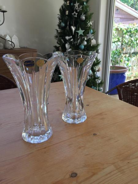 Crystal vase pair