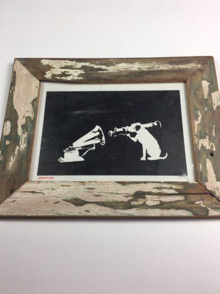 Banksy Print in Recycled Timber Frame