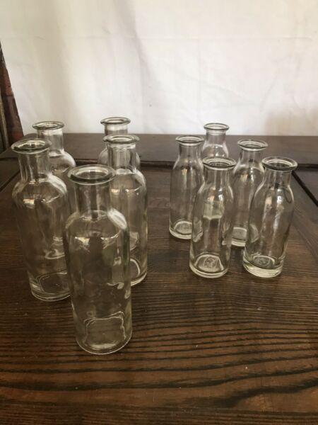 10 glass bottles / vases