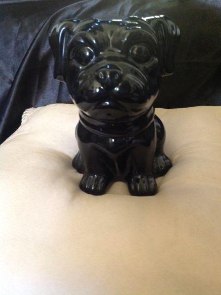 Black Ceramic Pug Vase