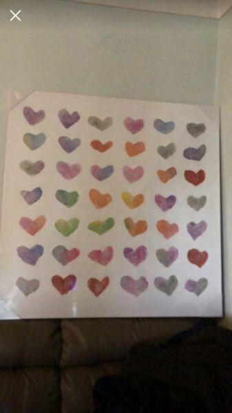 Hearts galore ! Large 100x100cm canvas NEW