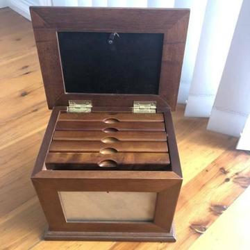 Dark Wood Photo Box Album storage wedding gift wooden cube baby