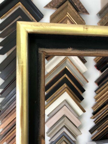 Large quality stained and gilt Ramin canvas float frame