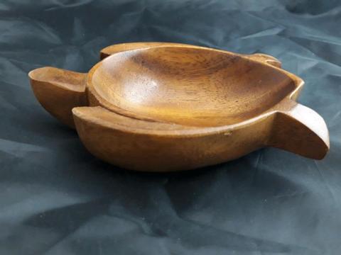 Vintage Wooden Turtle Shaped Bowl