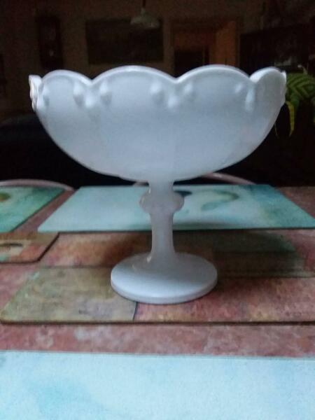 Milk Glass Large Bowl on Pedestal