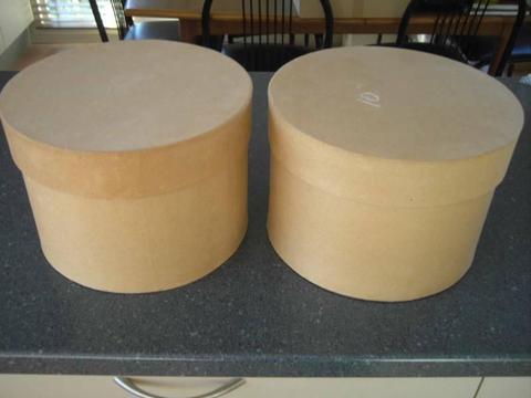 2 x 25cm diameter x 18cm tall Papier Mache Hat Boxes