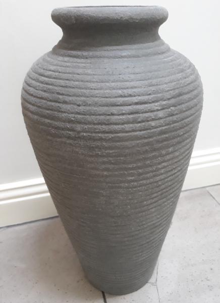 Ribbed Concrete Look Urn Vase