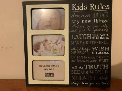 'Kids Rules' photo frame new never used