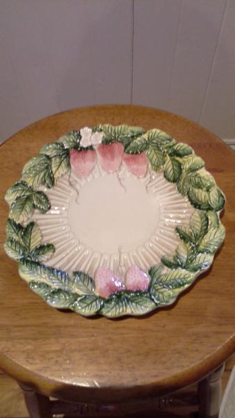Decorative Ceramic Serving Plate Strawberry Details
