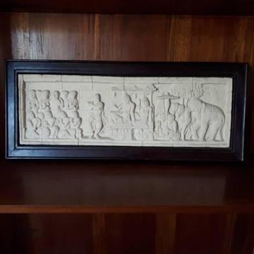 BALINESE FRAMED REAL STONE HAND CARVED WALL HANGING