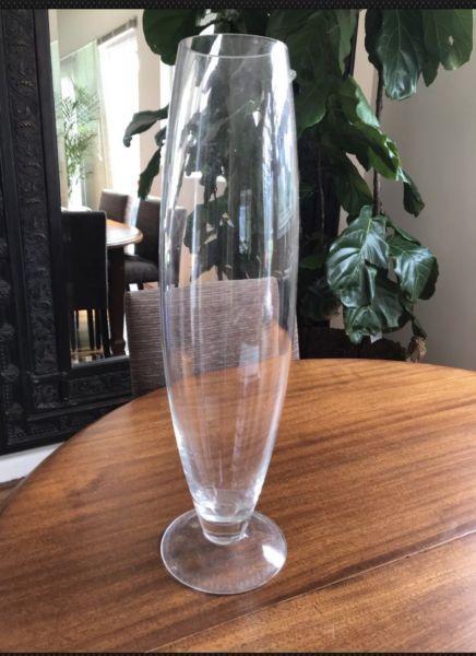 Glass Vase - Tall with Footed Base. Boxed