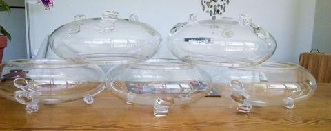 Glass Bowls with Hand Blown Feet, Terrarium, Fish Bowls, Float Bowls