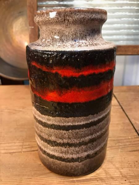 Retro Vintage 1970's West German Organic Lava Glazed Striped Vase