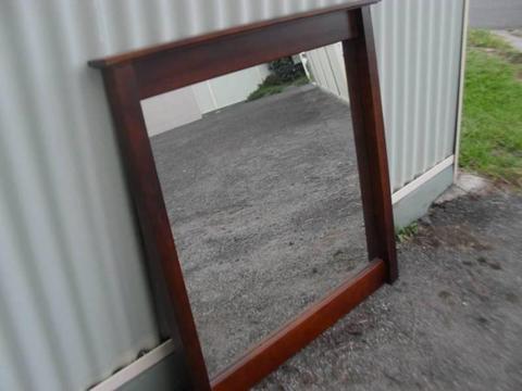 Mirror, timber frame, good for use behind a dresser