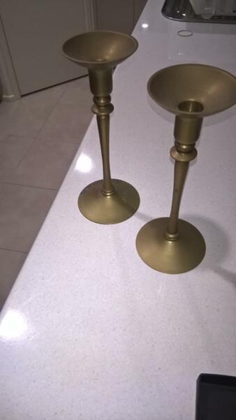 2 x brass candle holders