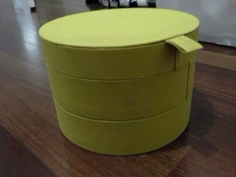 Round fabric storage box with three compartments