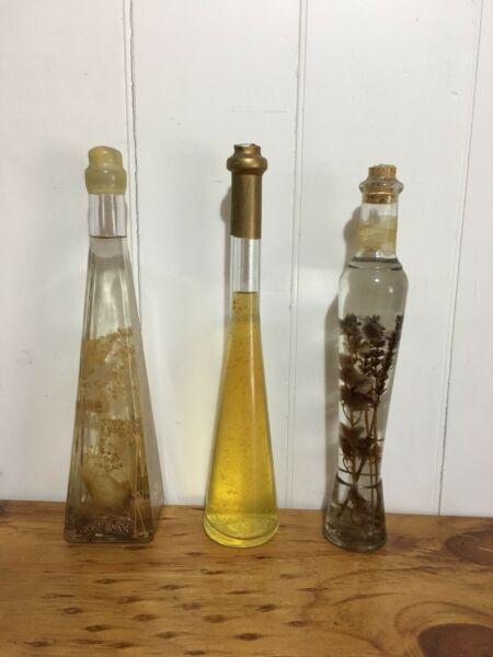 Vintage Glass Bottle with dried flowers - home decor display