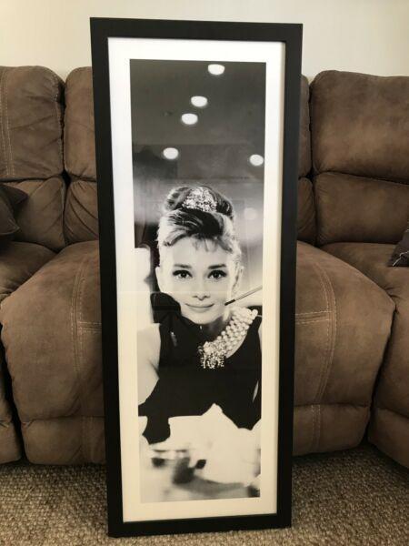 Artwork - professionally framed print of Audrey Hepburn