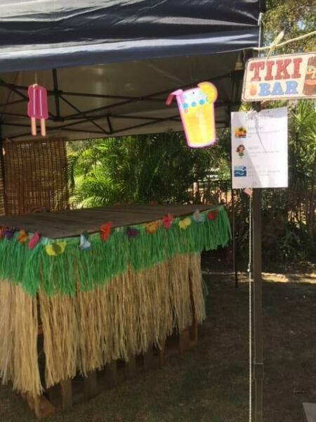 Hawaiin Party decorations and Tiki Bar