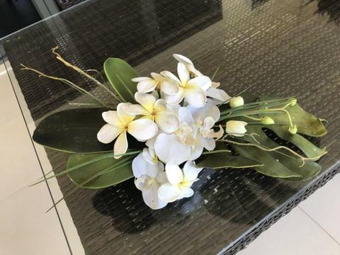 Frangipani/orchids arrangement