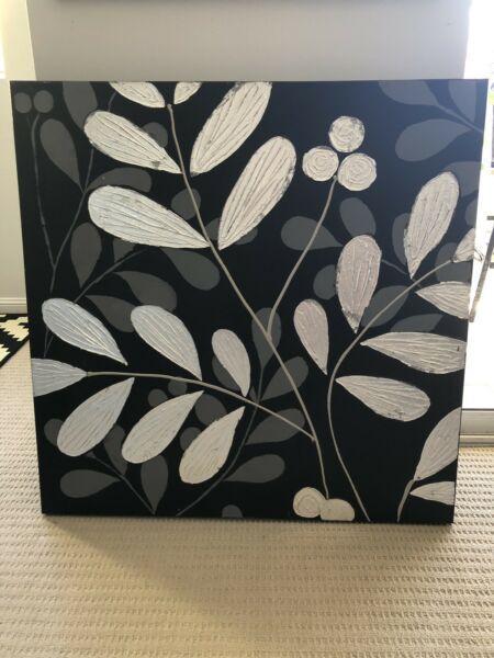 Silver leaf painted canvas (Set of 2)
