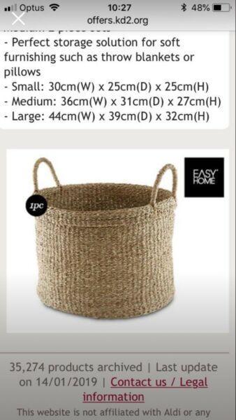 Woven seagrass baskets