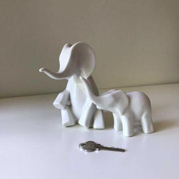 White Elephant Ornament Statue Pair