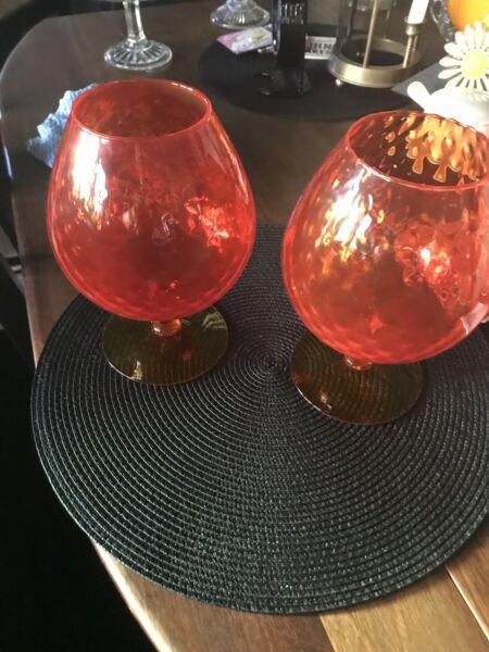 Vintage/Retro large Red & Orange Goblets