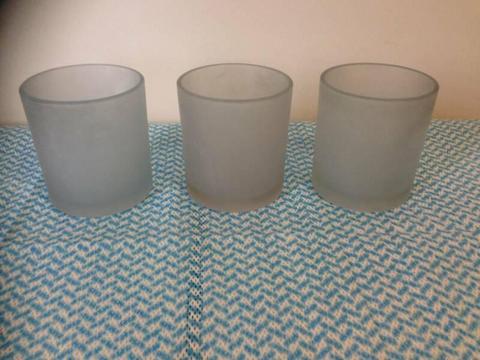3 FROSTED GLASS JARS FOR CANDLES