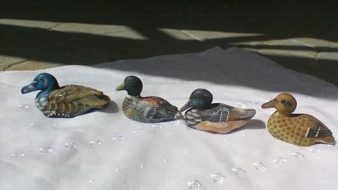 set of 4 painted ducks. beautifully painted