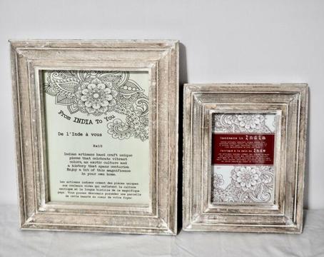 BOHO PHOTO PICTURE FRAMES matching pair BRAND NEW SOLID TIMBER