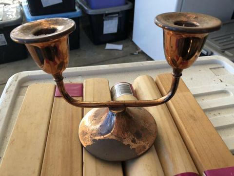 Copper double candle holder