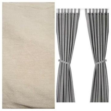2 sets Sand colour curtain Leven Ikea + Rods + 3M hooks