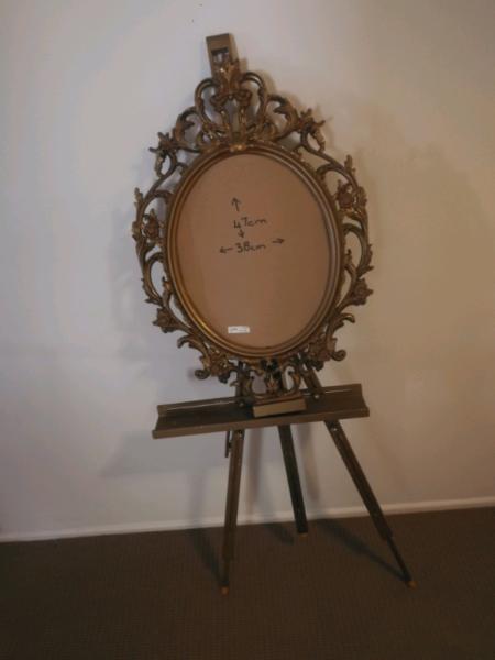 wedding decor. Beautiful large vintage gold frame and stand