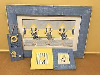 BLUE & YELLOW WOODEN WALL HANGINGS