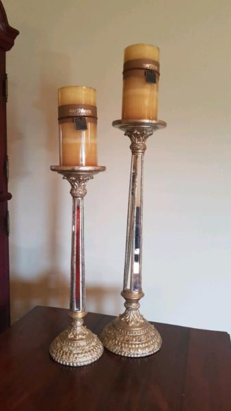 Antique Gold & Mirror Candle Stands