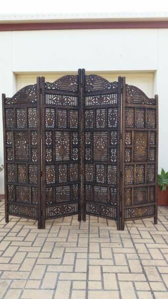 INDIAN SCREEN / ROOM DIVIDER, CARVED, GC!