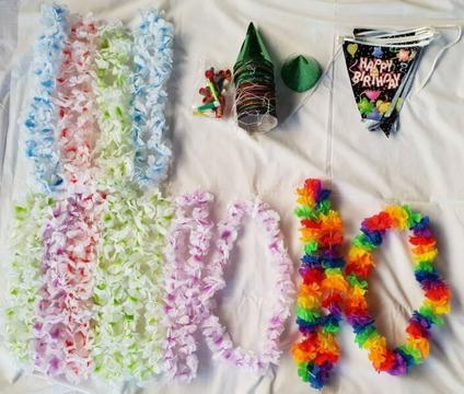Party Birthday Decorations Hawayan Floral Leis, Hats, Whistles
