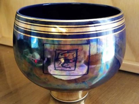 Blue & Gold Lustre Bowl : Marked