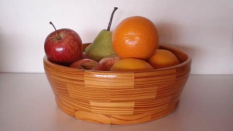 Vintage Wooden Parquetry Fruit Bowl