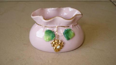 Vintage Pink Grape Tiny Vase / Trinket or Toothpick Holder