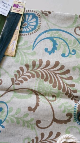 Floral Green, blue and brown Cotton Fabric