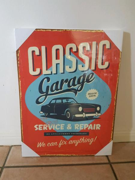 Classic Car Garage Canvas Sign