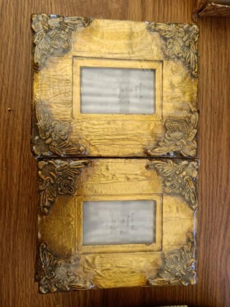 10 small Gold photo frames