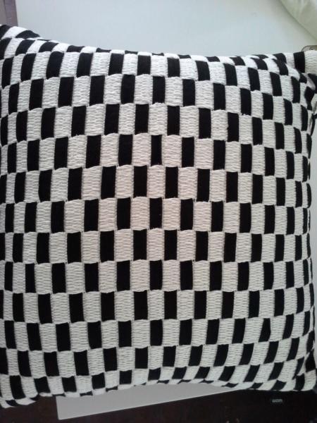 Black and White Checkered Cushion Brand New