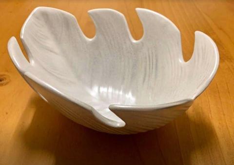 White Ceramic Leaf Decorator Bowl