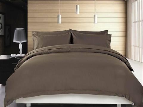Egyptian Cotton 1200 TC Quilt Cover Set Queen Chocolate