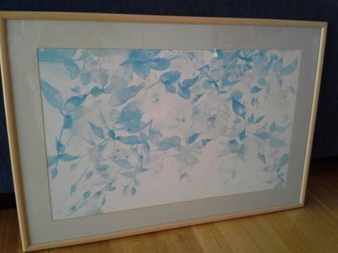 Affordable Large framed modern floral print (Shades of Blue)